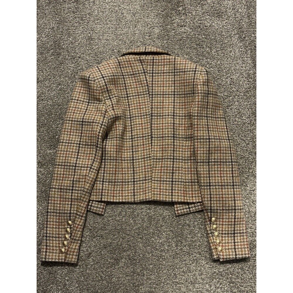 L’agence Cropped Double Breasted Blazer Size 6 Houndstooth Tan - Picture 9 of 10